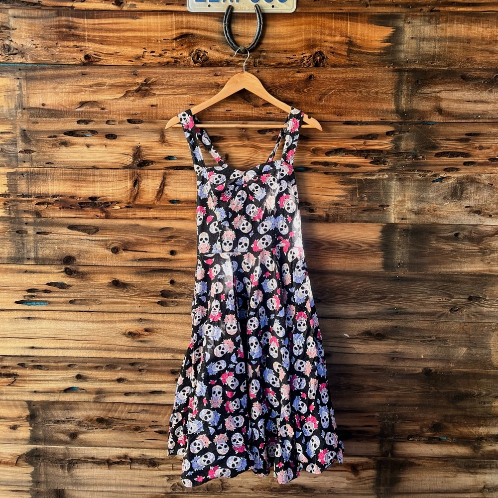 HELL BUNNY | Skull Print Sleeveless Punk Grunge Dress L
